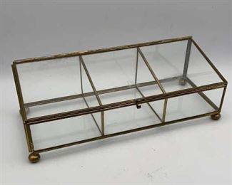 Brass and Glass Trinket Box 9.5”