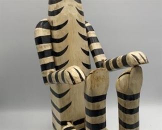 Vintage Wooden Cat Articulated Hand Painted