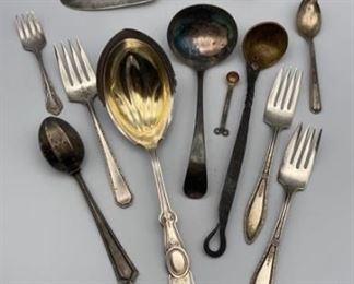 Lot of Vintage Flatware, SP, Silver, Copper, Tea