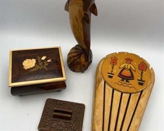 Lot of Vintage Wooden Home Decor, Dolphin, Carved