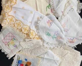 Vintage Linens, Doilies, Embroidery Needlepoint