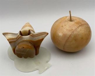 Alabaster, Marble Stone Candlestick, Apple