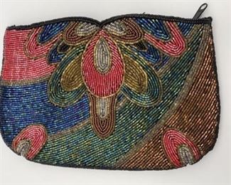 Vintage Beaded Purse Cocktail Clutch Zipper Bag