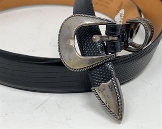 Sterling Silver & Lizard 30” Belt 925 Stamped
