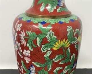 Satsuma Vase Rosewood Quan Yin 8” Cloisonné Vase