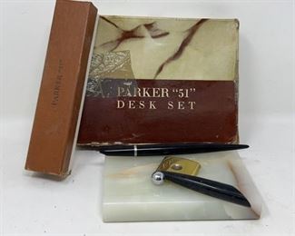 Parker 51 Fountain Pen Desk Set w Original Box