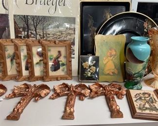 Vintage Smalls Framed Feathers Carnival Glass