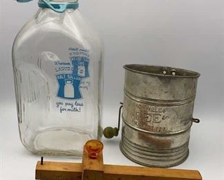 Vintage Home Goods Decor, Milk Bottle, Flour