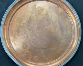 Manning Bowman Copper Tray w Pewter Rim, 16”