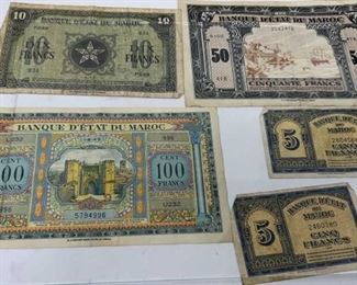 WW2 Era Foreign Currency Moroccan Francs