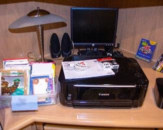Canon printer, monitor, lamp, CDs