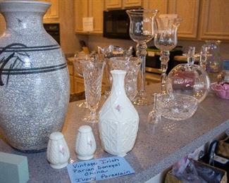 Vintage Irish porcelain, crystal glasses