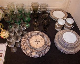 Various glasses, plates
