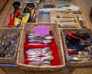 Various cutlery, antique cutlery, cooking utensils