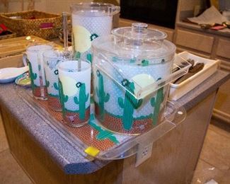 Pitcher, serving tray, cups set