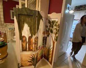 Fun painted three panel screen