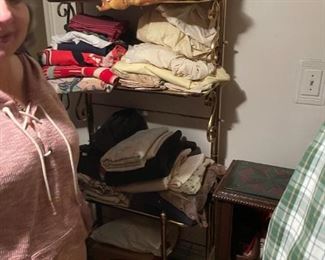 . . . open shelving unit with linens