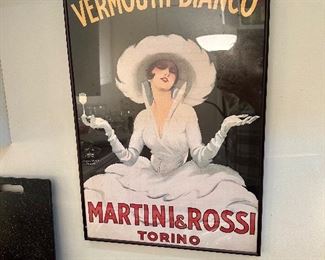 Martini & Rossi framed poster.