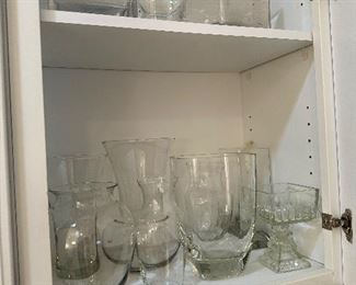 Glass vases in various shapes & sizes.