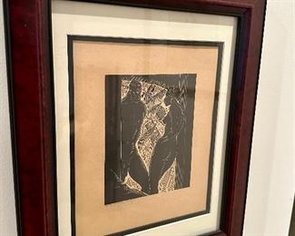 Earl Marshawn Washington contemporary woodblock print.