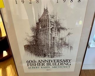 Awesome framed Albert Kahn poster of the Fisher Building.
