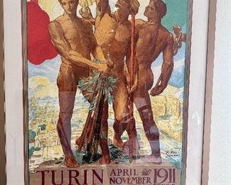 Large matted & framed Turin poster.