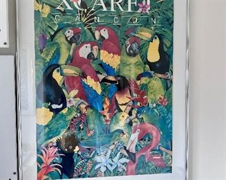 Framed Cancun artwork.