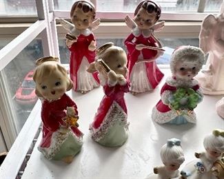 Many VINTAGE Japan angel figures.