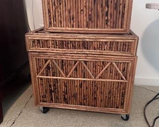 Bamboo hanging file box & smaller storage box.