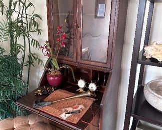 Art Deco drop front secretary bookcase.