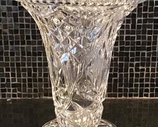 Antique Cut Glass Vase Probably American 10.75” High $95