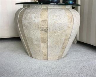 One of Two Stone and Glass Top Side Tables $325 / EACH
