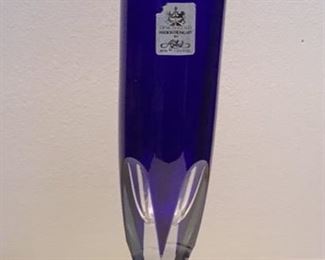 Crystal Cobalt Blue Vase by Ajka $95