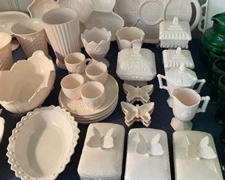 Several Pieces of Pink Milk Glass (Cambridge, Jeannette and more)