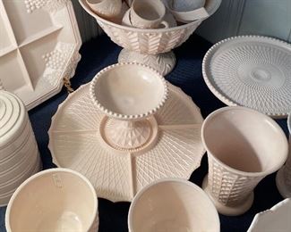 Several Pieces of Jeannette Basket Weave Milk Glass
