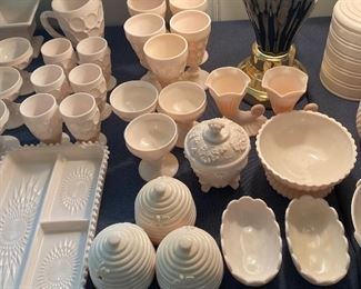 Pink Milk Glass Pieces (Jeannette Shell and More)