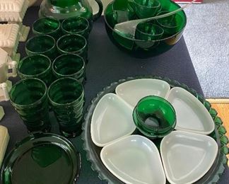 Assorted Forest Green Glass Pieces