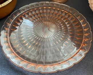 Pink Depression Glass Cake Stand 
