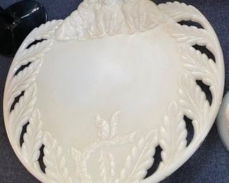 Westmoreland Glass Puppies and Squirrel Hanging Plate/Plaque