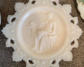 Victorian Glass Mother and Child Plaque