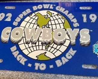1992 1993 Dallas Cowboys License Plate