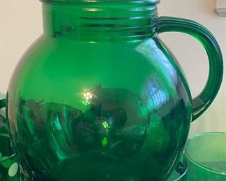 Anchor Hocking Forest Green Ball Pitcher