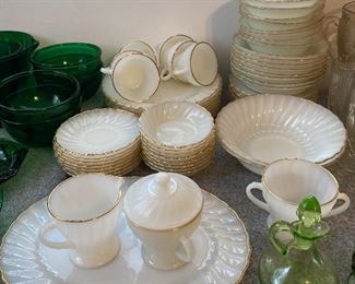 Assorted Fire King Ivory with Gold Edge Dishes