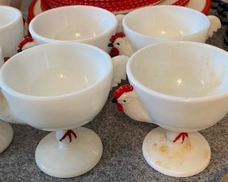 Westmoreland Milk Glass Chicken Bowls