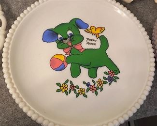 Jeannette Milk Glass Puppy Patch Plate