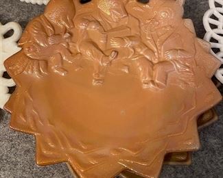 Jeanette Slag Glass Three Bears Plate/Plaque