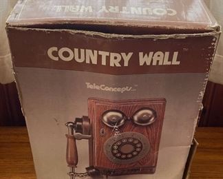 Country Wall Telephone with Box by TeleConcepts