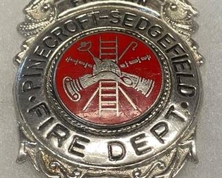 Obsolete Pinecroft-Sedgefield Fireman Badge