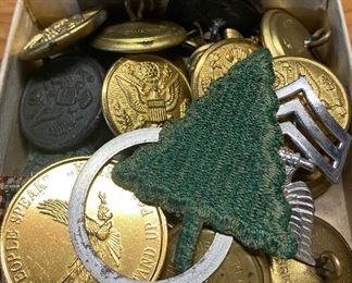 Assorted Military Buttons and Patches