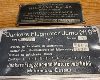 ID Plates from German Aircraft Motors